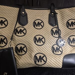 Michael Kors Beige and Black Logo Tote